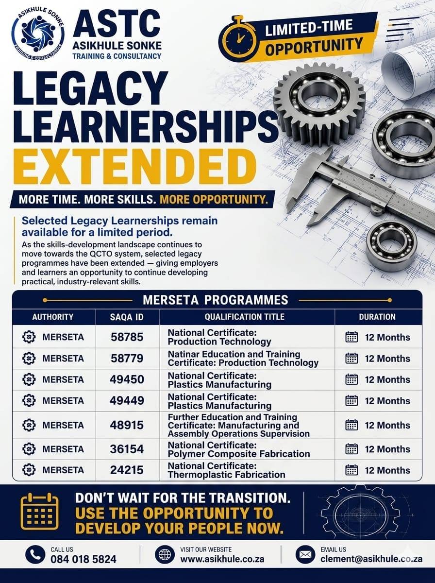 ASTC extended legacy learnership programmes